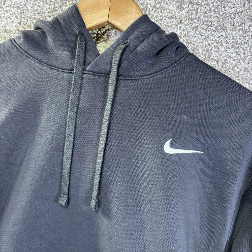 Nike Hoodie Mens Medium Gray Pullover Fleece Swoosh Logo Sweatshirt Casual - Picture 2 of 7